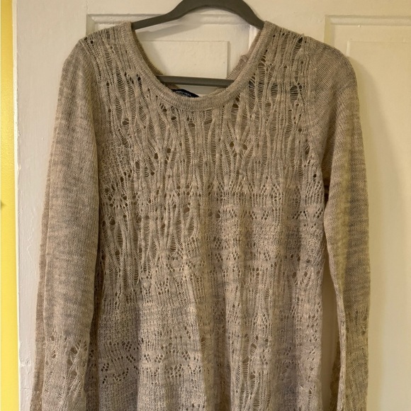 Simply Vera Wang Boho Crocheted Detailing Flared Long Sleeve Sweater• Large - Picture 2 of 7